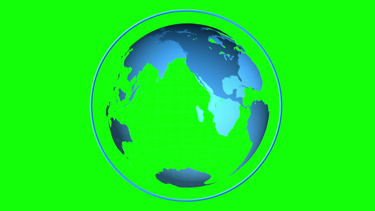 globo azul girando en el fondo de la pantalla verde