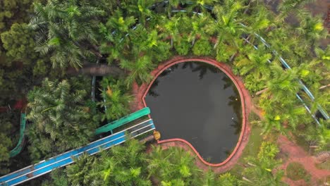 top down view of abandoned pool at waterpark hue vietnam, aerial