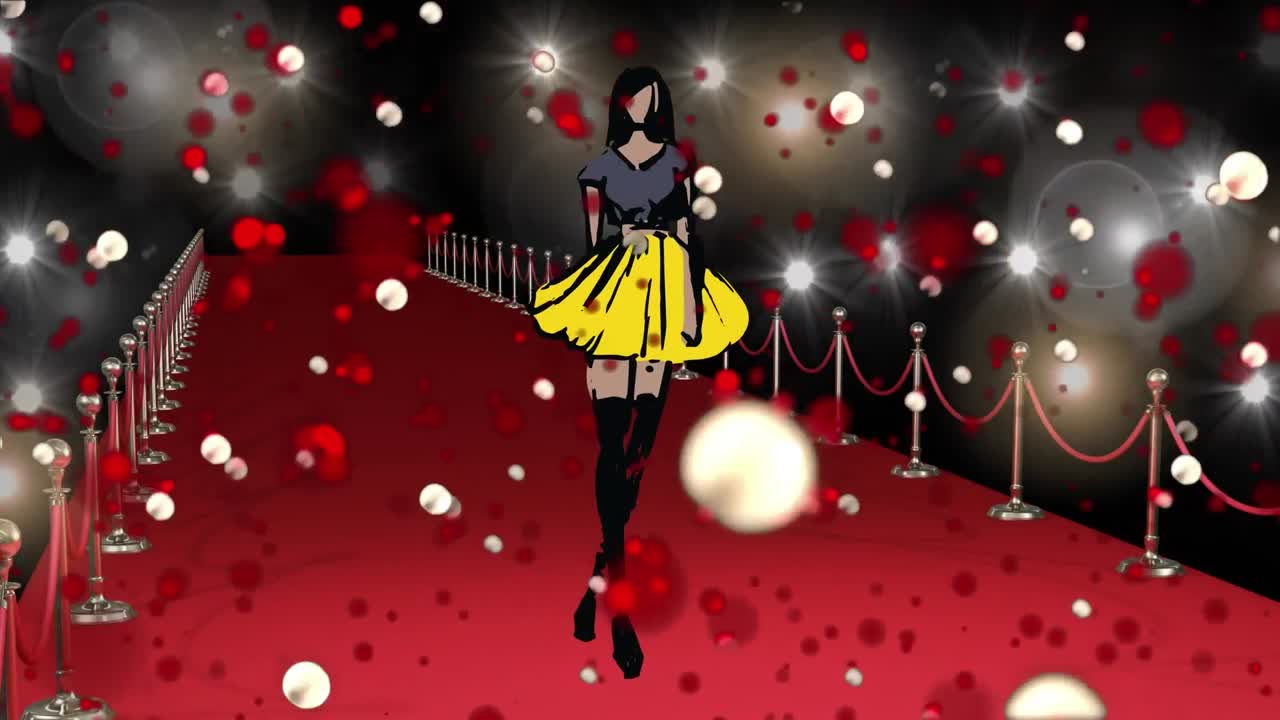 레드 카 ⁇  에 있는 모델 의 패션 드로잉 의 애니메이션