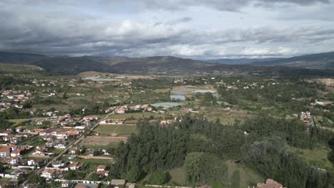 Villa-de-Leyva-Colonial-town-in-Colombia-cordillera-andes-mountains-aerial-drone-footage