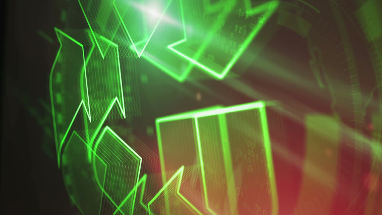 전자 폐기물 재활용 데이터 및 지속 가능한 산업 기호 루프 디지털 개념