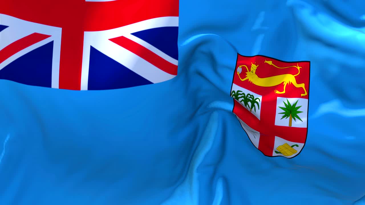 바람에 흔들리는 피지 (fiji) - 4k 현실적인 직물 질감 발, 바람이 부는 날에 부드럽게 부는 연속적인 원활한 루프 배경.