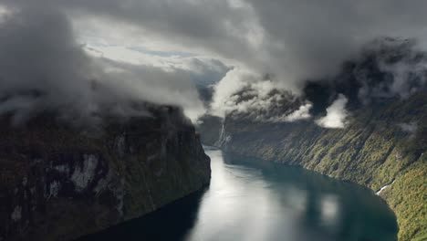 aerial view of the geiranger fjord