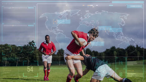 animation of data processing over diverse male rugby players