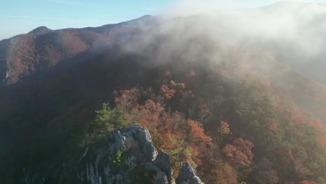 otoño niebla follaje de otoño seneca rocas drone