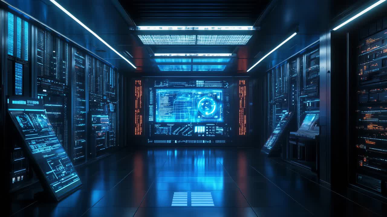 interior futurista del centro de datos