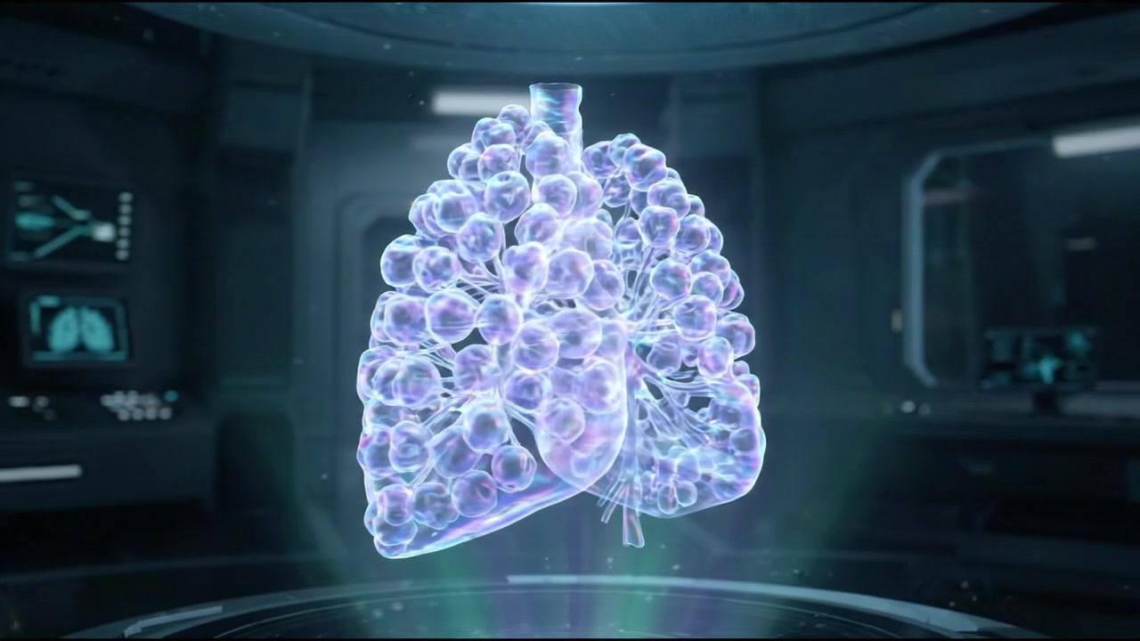 Scansione del sistema respiratorio delle vie aeree di polmoni e trachea umani