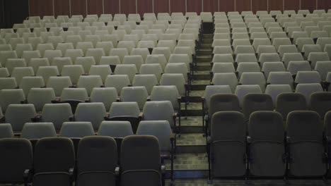 renovation and design, old auditorium without people requiring new upholstery for chairs