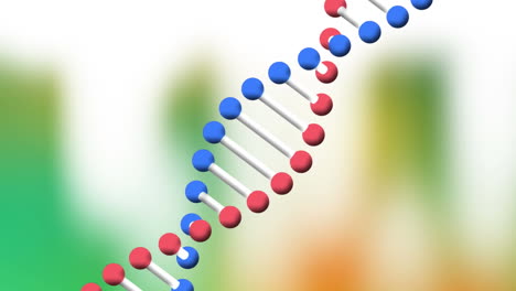 animation of dna chain over colorful digital background