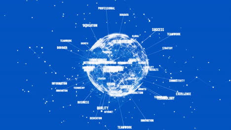 Animation of covid 19 cells over globe with connections