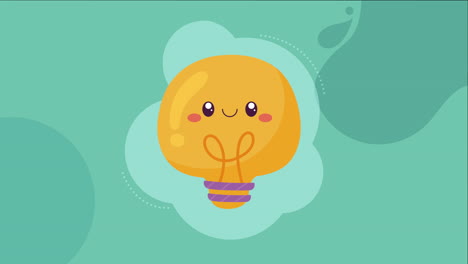 energía de la bombilla animación kawaii