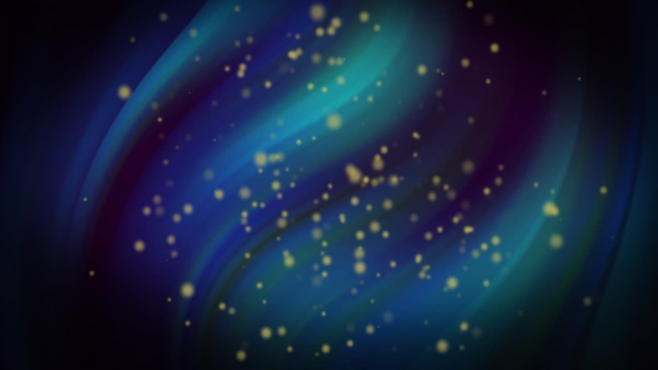 Animation av gula ljuspunkter över blå former på svart bakgrund