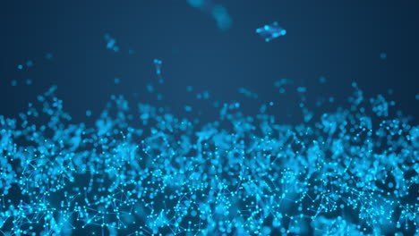 líneas azules brillantes, con partículas conectadas, renderización en 3d.