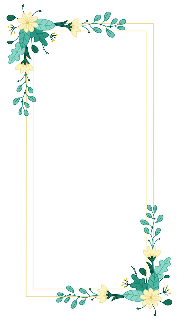 An animation of a Hand drawn squared flower frame background