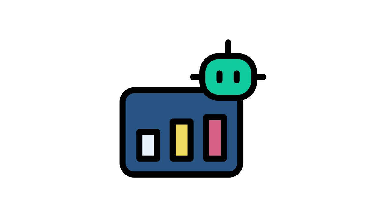 Animiertes Balkendiagramm mit Stecker-Symbol für Datenanalyse und Wachstum