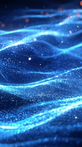 a blue wave with orange sparks in the background. the blue wave is very smooth and the orange sparks are scattered throughout the image