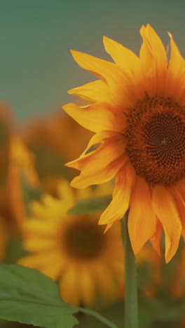 close-up of a sunflower in a field