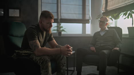 therapy session with a military veteran