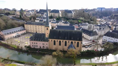 luxembourg city: a breathtaking view from the corniche path overlooking the alzette river and the grund