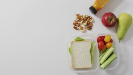 video of fresh fruit and vegetables on white background