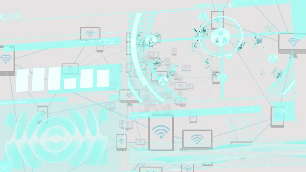 Animation of network of connections over grey background