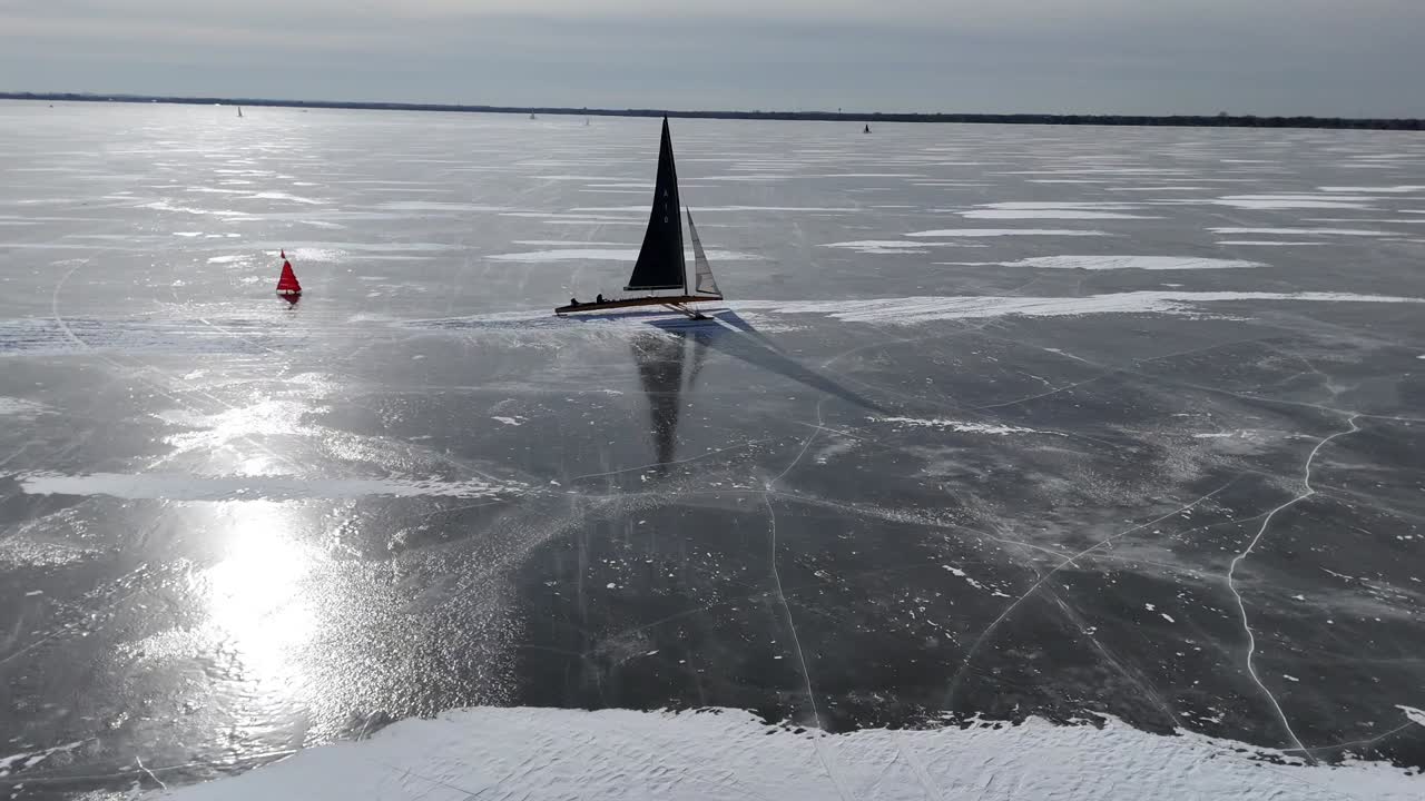 In the winter months, Competitive Ice Boating takes place on Lake Winnebago north of Fond du Lac, WI.