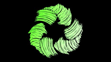 recycling symbol  drawn on scribble effect green