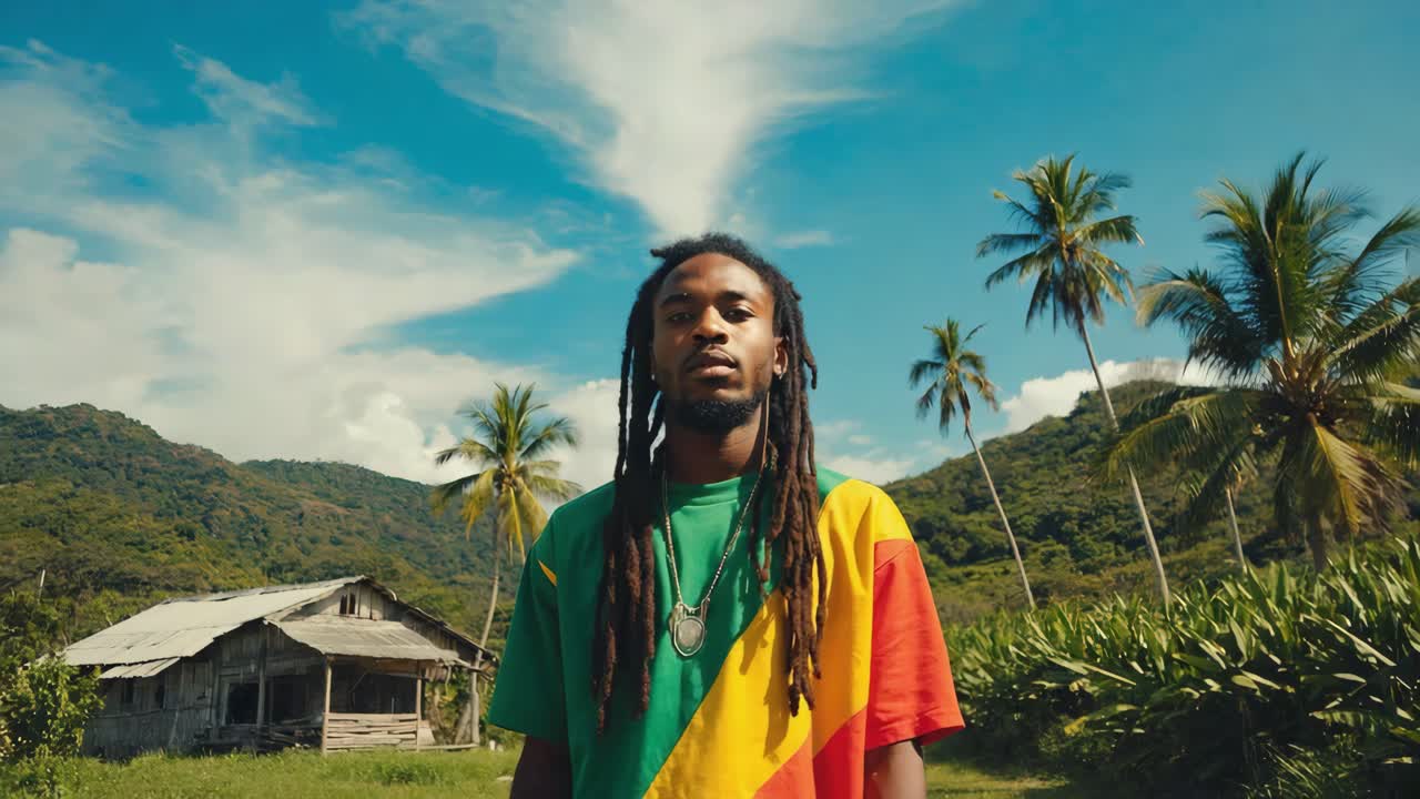 Man with Dreadlocks in Tropical Setting