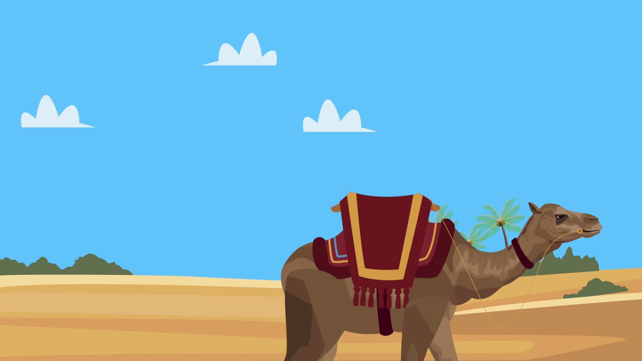 사막 풍경 의 낙타