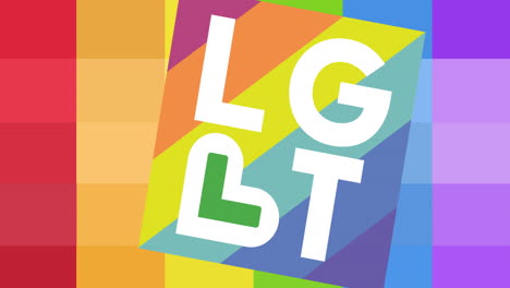 animation of lgbt text over rainbow stipes