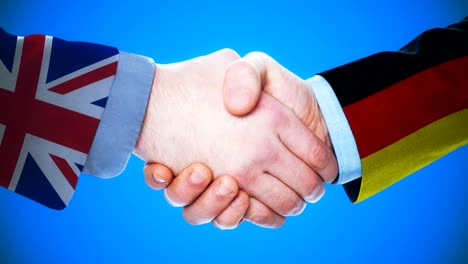 united kingdom - germany / handshake concept animation about countries and politics / with matte channel