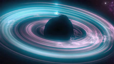 black hole with swirling accretion disk in space