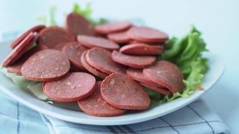 sliced turkish sausage with lettuce