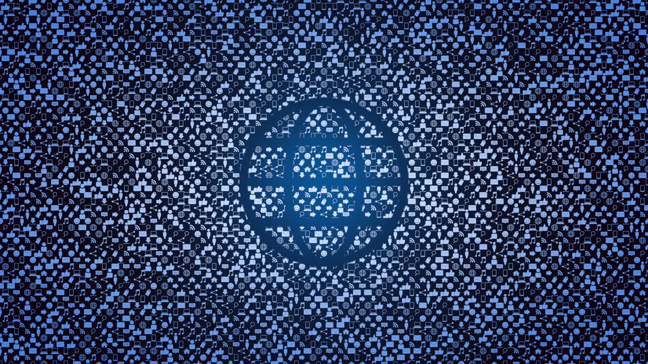 icono de globo de movimiento en el fondo de red simple 1