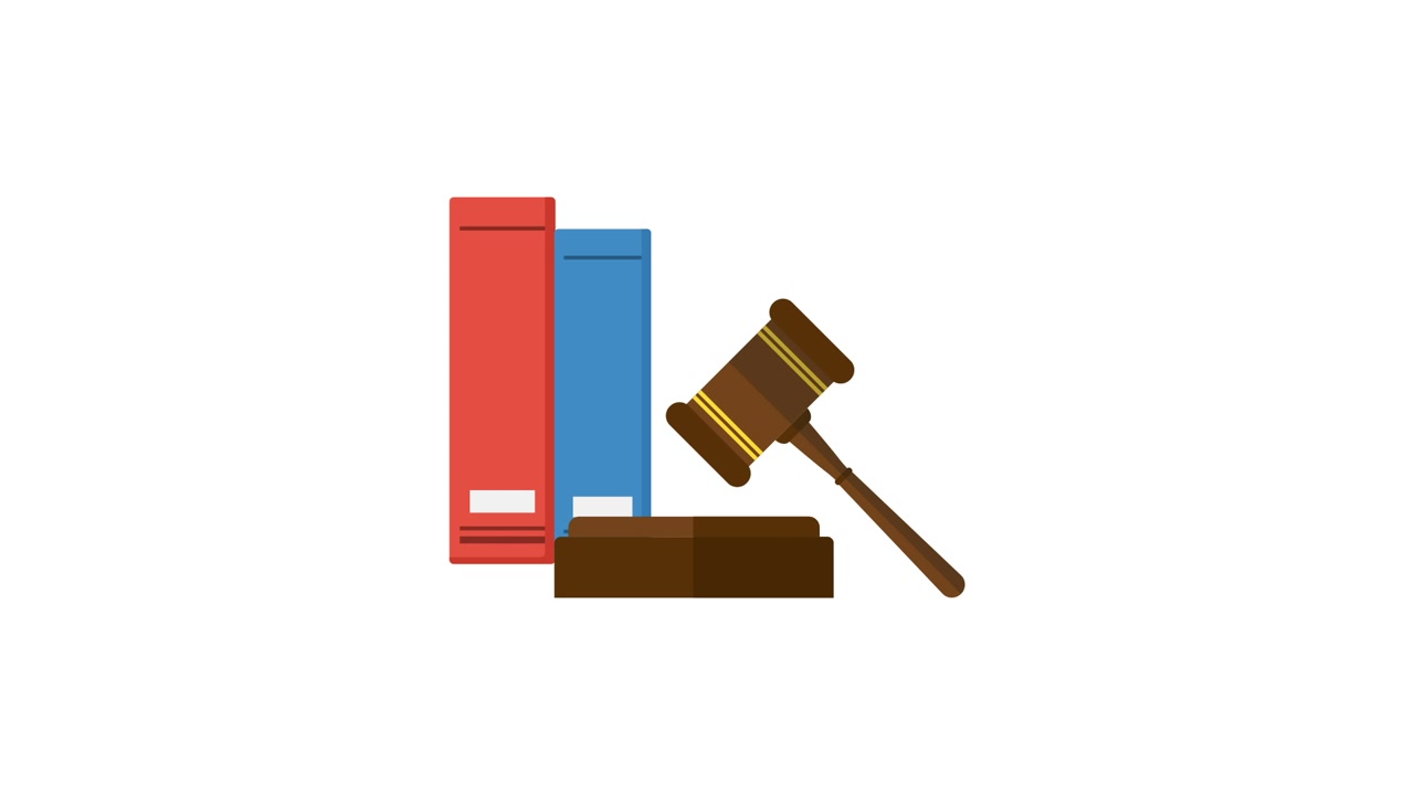 Animated Gavel and Law Books for Legal Concept