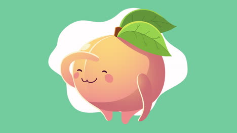 animación de personajes de frutas de melocotón