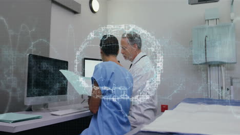 animación del procesamiento de datos científicos en diversos médicos.
