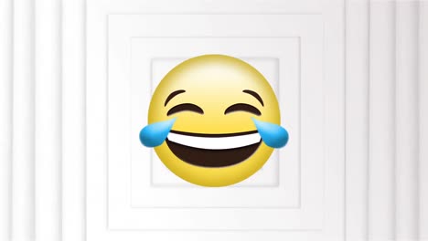 Lachendes-Emoji-über-Mehreren-Sich-Bewegenden-Weißen-Rautenformen