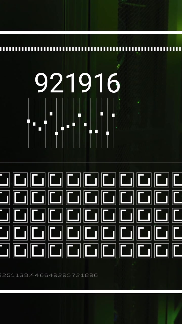 Animation of numbers and data processing over computer servers