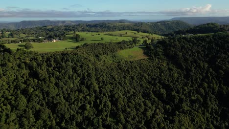 Vista-Aérea-Sobre-El-Valle-De-Numinbah-Y-Beechmont-En-El-Interior-De-La-Costa-Dorada-Cerca-Del-Mirador-De-Rosins,-Queensland,-Australia