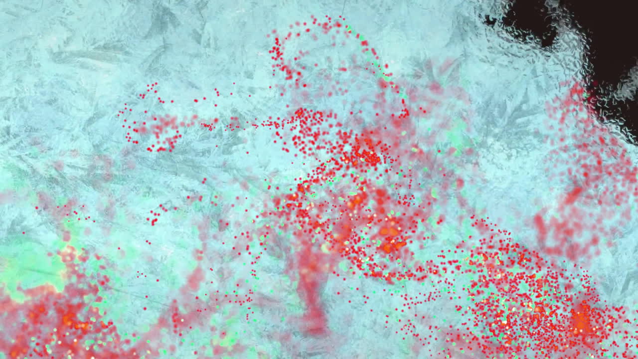 파란색에서 검은색 바탕에 떠다니는 은 입자 구름의 애니메이션