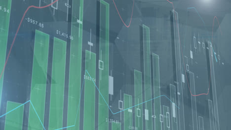 Animation-Von-Finanzdiagrammen,-Die-Sich-über-Einen-Grauen-Hintergrund-Bewegen