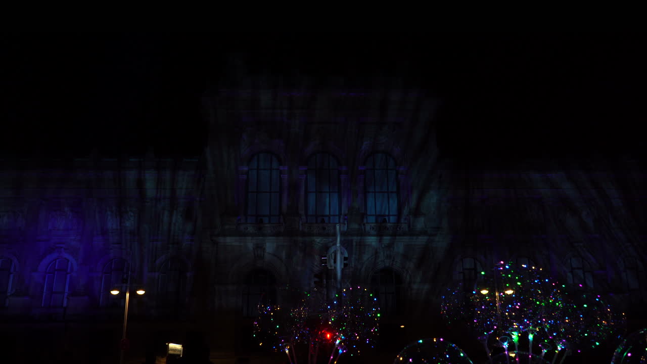 LED balloons in front of a museum (Landesmuseum Hanover)