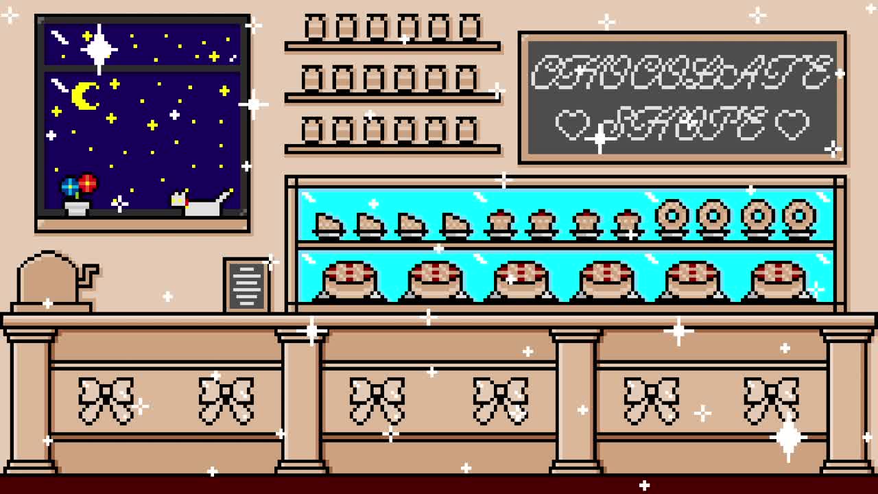 Pixel White chocolate Shop Looping animated background. 1080p (3).mp4