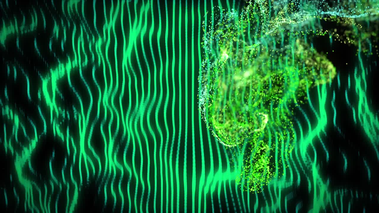 animación de formas y líneas verdes sobre fondo negro
