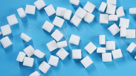 sugar cubes on a blue background