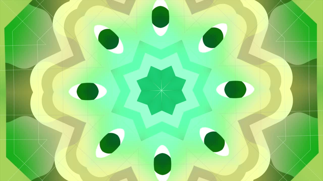 추상적인 초록색과 노란색 칼레도스코프 만달라