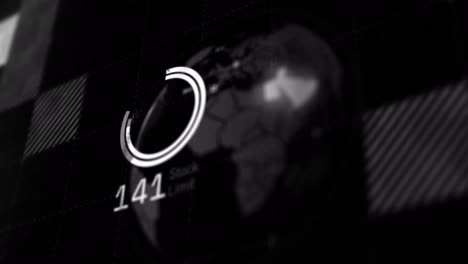 animación de círculo con número creciente sobre fondo negro con formas blancas