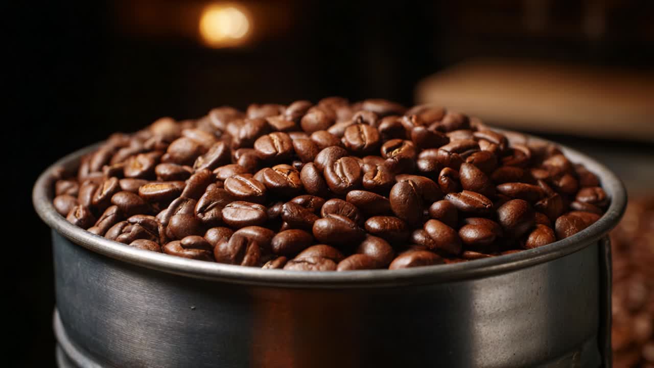 primer plano de los granos de café tostados