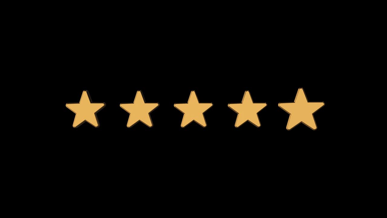 Five stars rating 3d. Three animations. Alpha channel